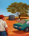 Na australském venkově/In the Australian Outback, 2000, olej na plátně/oil on canvas, 30x25cm