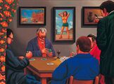 Hráči karet/Card Players, 2004, olej na plátně/oil on canvas, 45x60cm