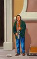 Pouliční hudebník/Busker, 2007, olej na plátně/oil on canvas, 30x20cm