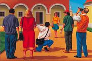 Turisté/Tourists, 2004, olej na plátně/oil on canvas, 45x60cm