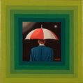 Focus - Muž s deštníkem/Focus - Man with an Umbrella, 2009, olej na plátně/oil on canvas, 30x30cm